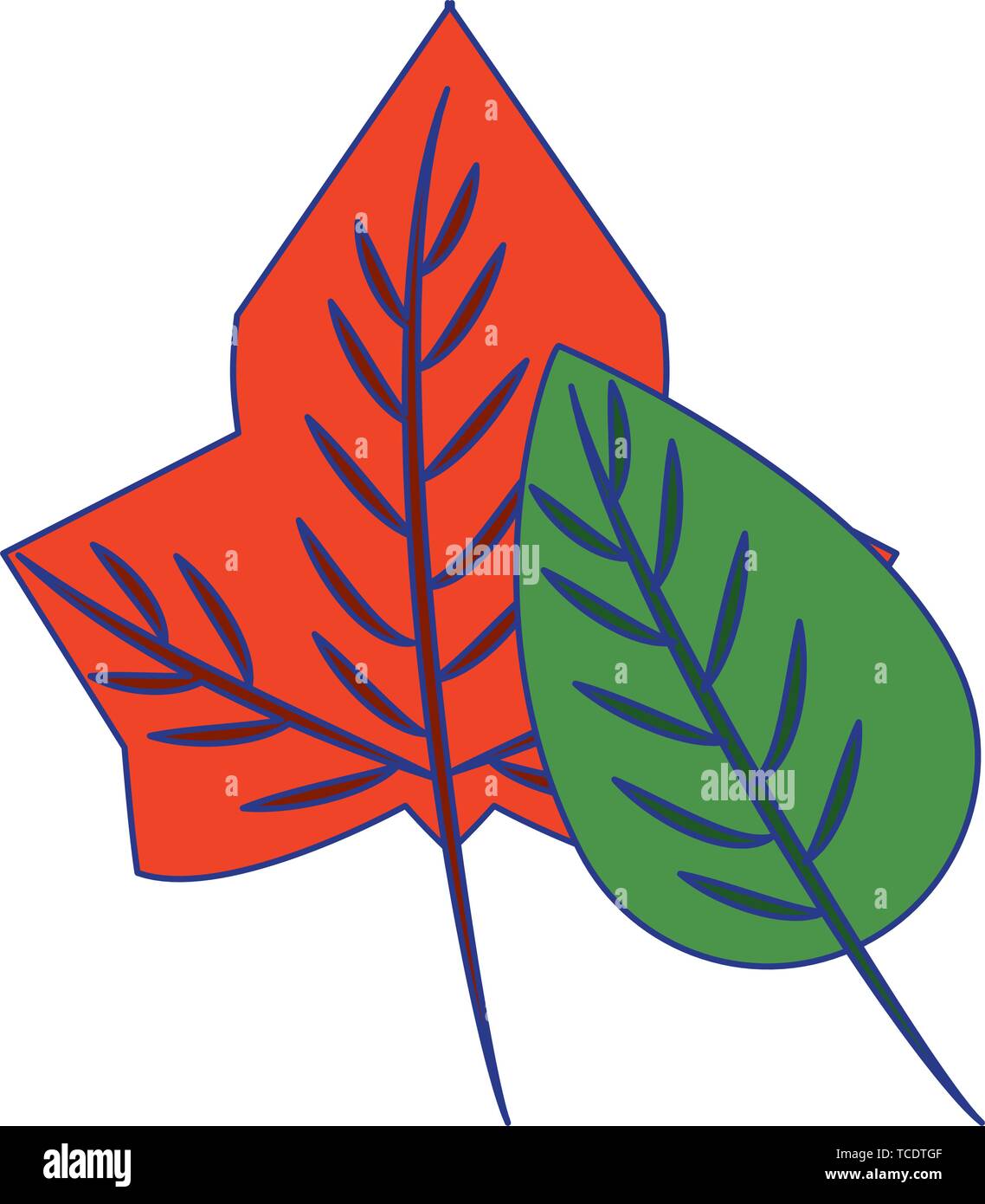 Autumn Leaves Nature Cartoon Isolated Symbol Blue Lines Stock Vector Image Art Alamy