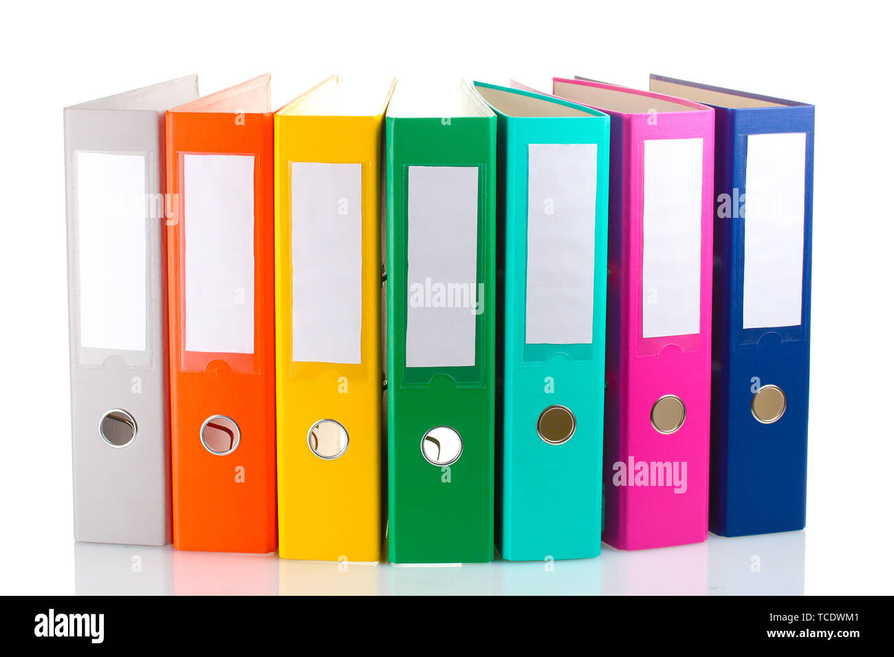 Office folders isolated on white Stock Photo - Alamy