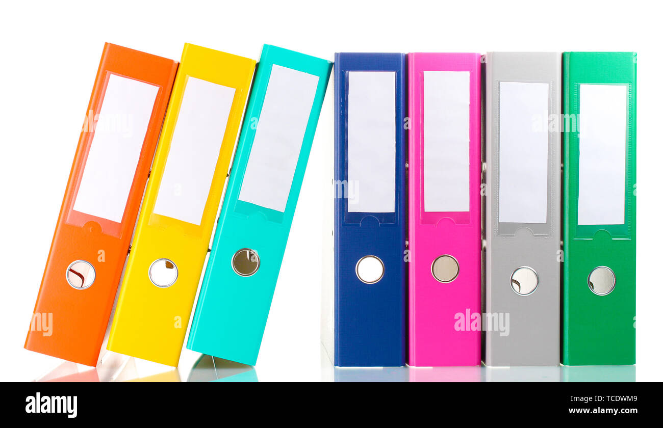 Office folders isolated on white Stock Photo - Alamy