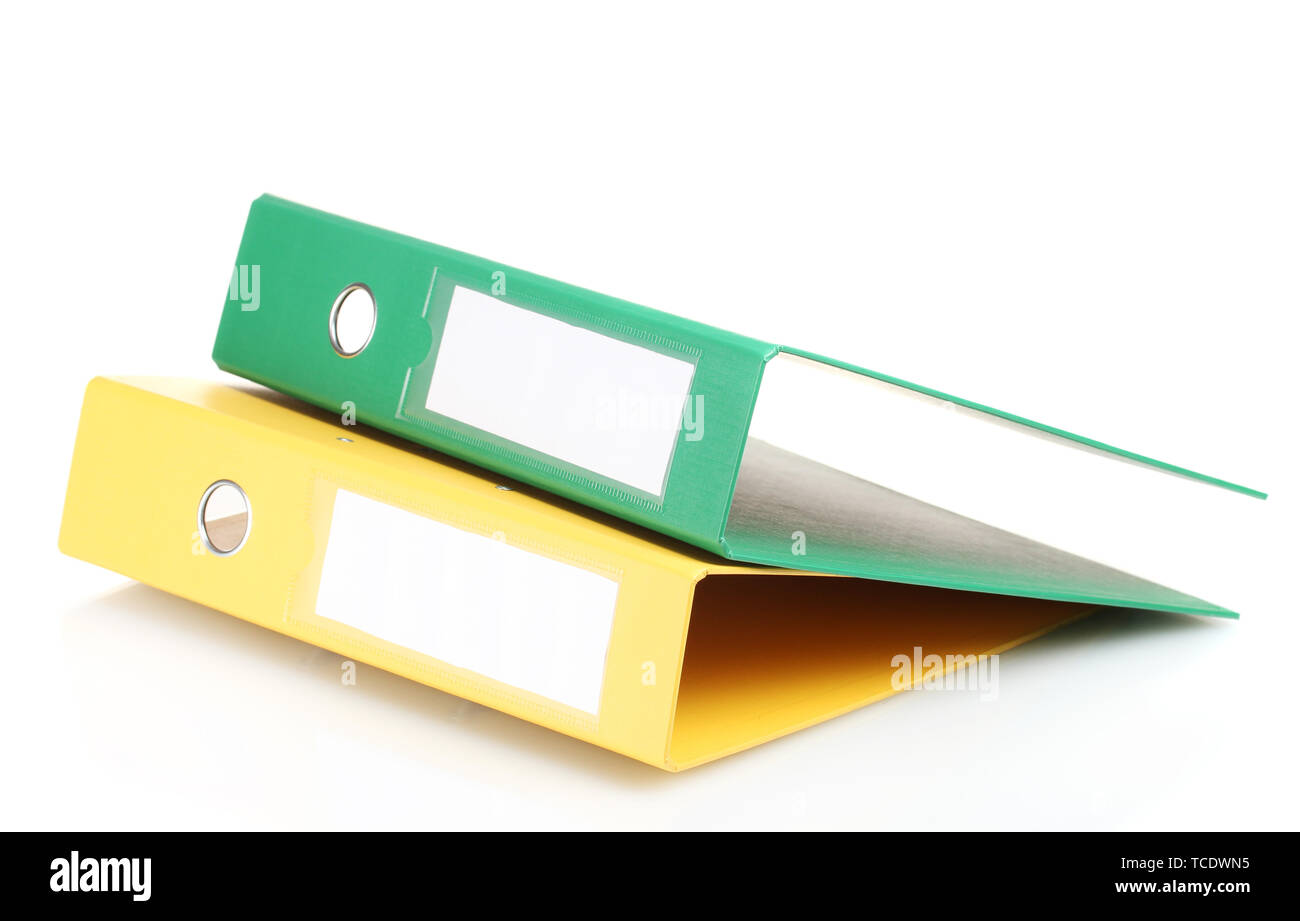 Office folders isolated on white Stock Photo - Alamy