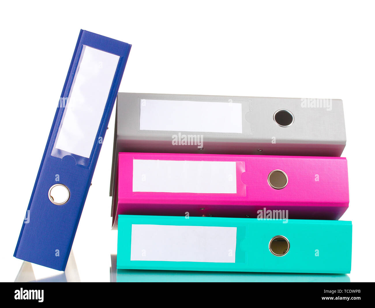 Office folders isolated on white Stock Photo - Alamy