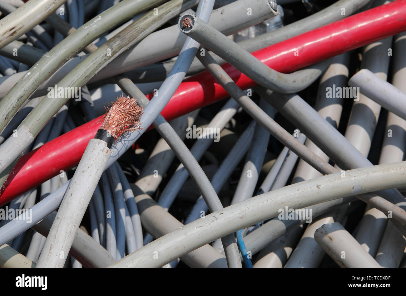 used electrical wires at recycling center Stock Photo Alamy
