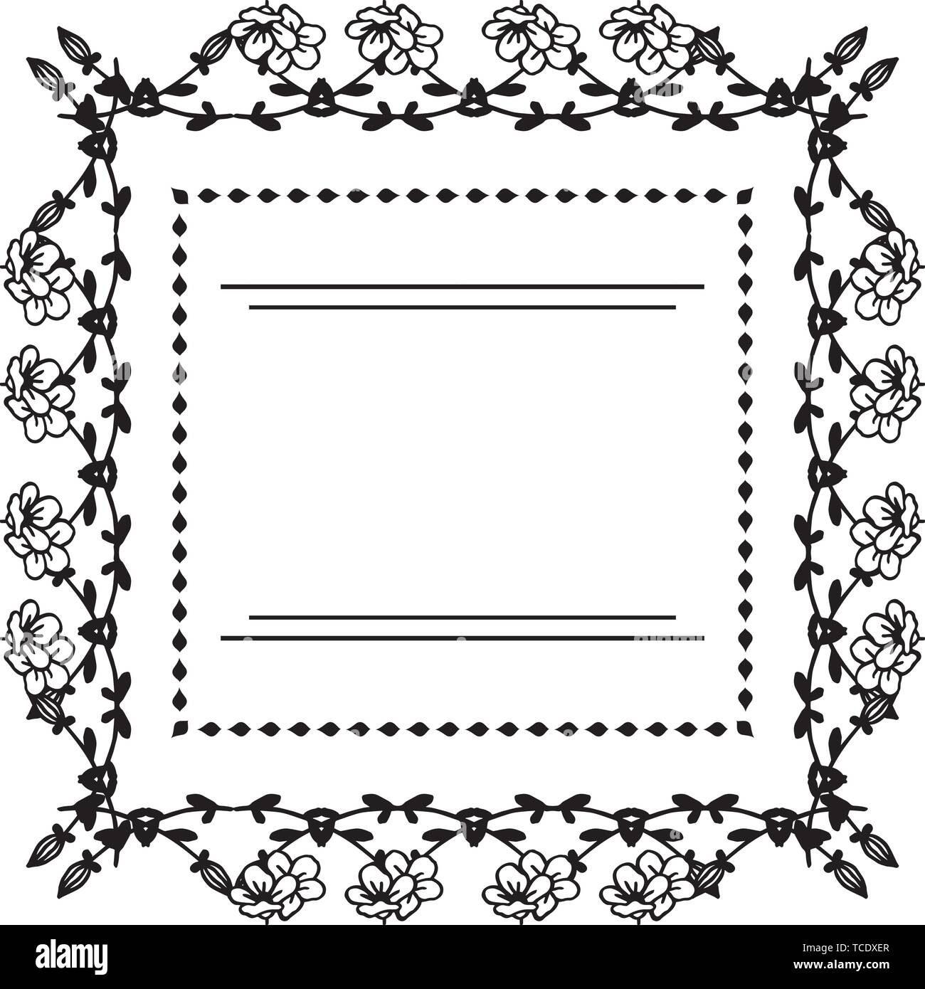 Vector illustration invitation card with various flower frame hand ...
