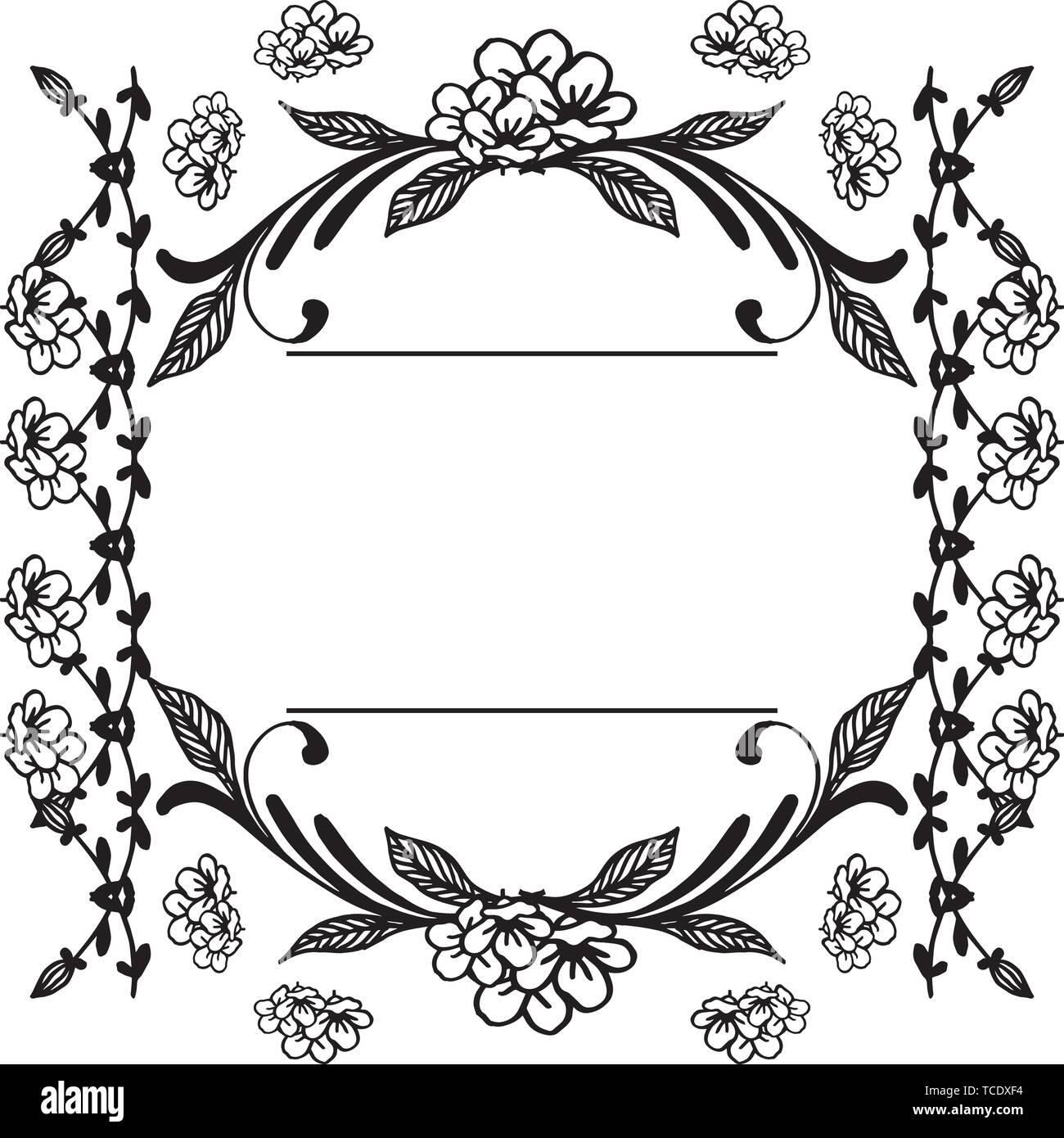 Vector illustration invitation card with various flower frame hand ...