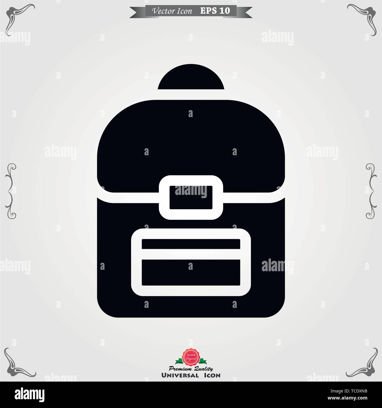 Backpack solid icon on background. Luggage glyph style design, designed for web and app. Stock Vector