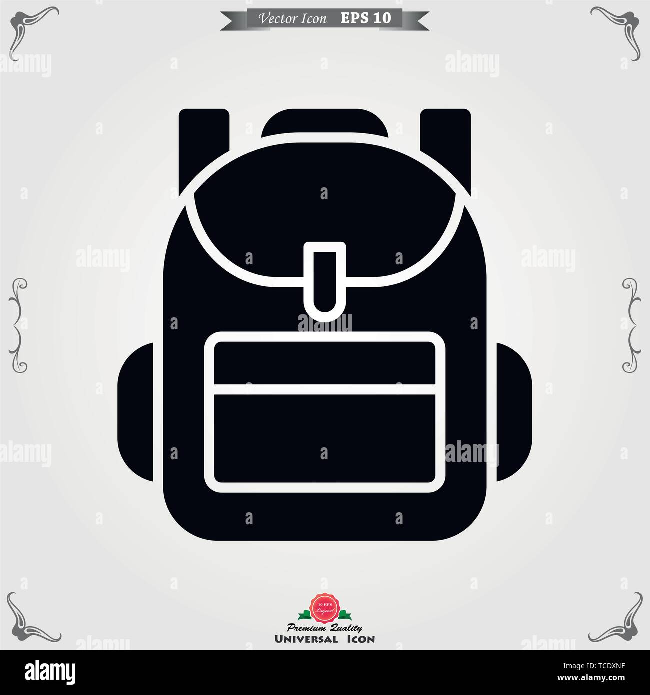 Backpack solid icon on background. Luggage glyph style design, designed for web and app. Stock Vector