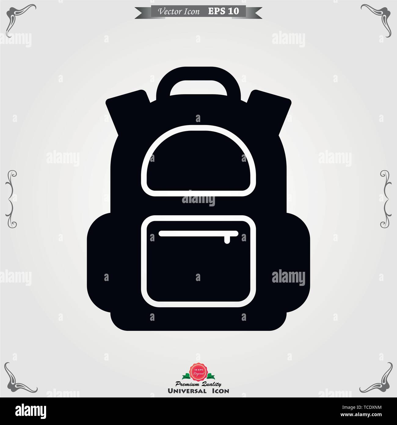 Backpack solid icon on background. Luggage glyph style design, designed for web and app. Stock Vector