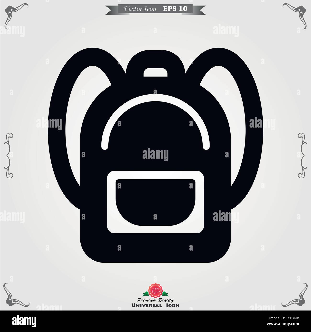 Backpack solid icon on background. Luggage glyph style design, designed for web and app. Stock Vector