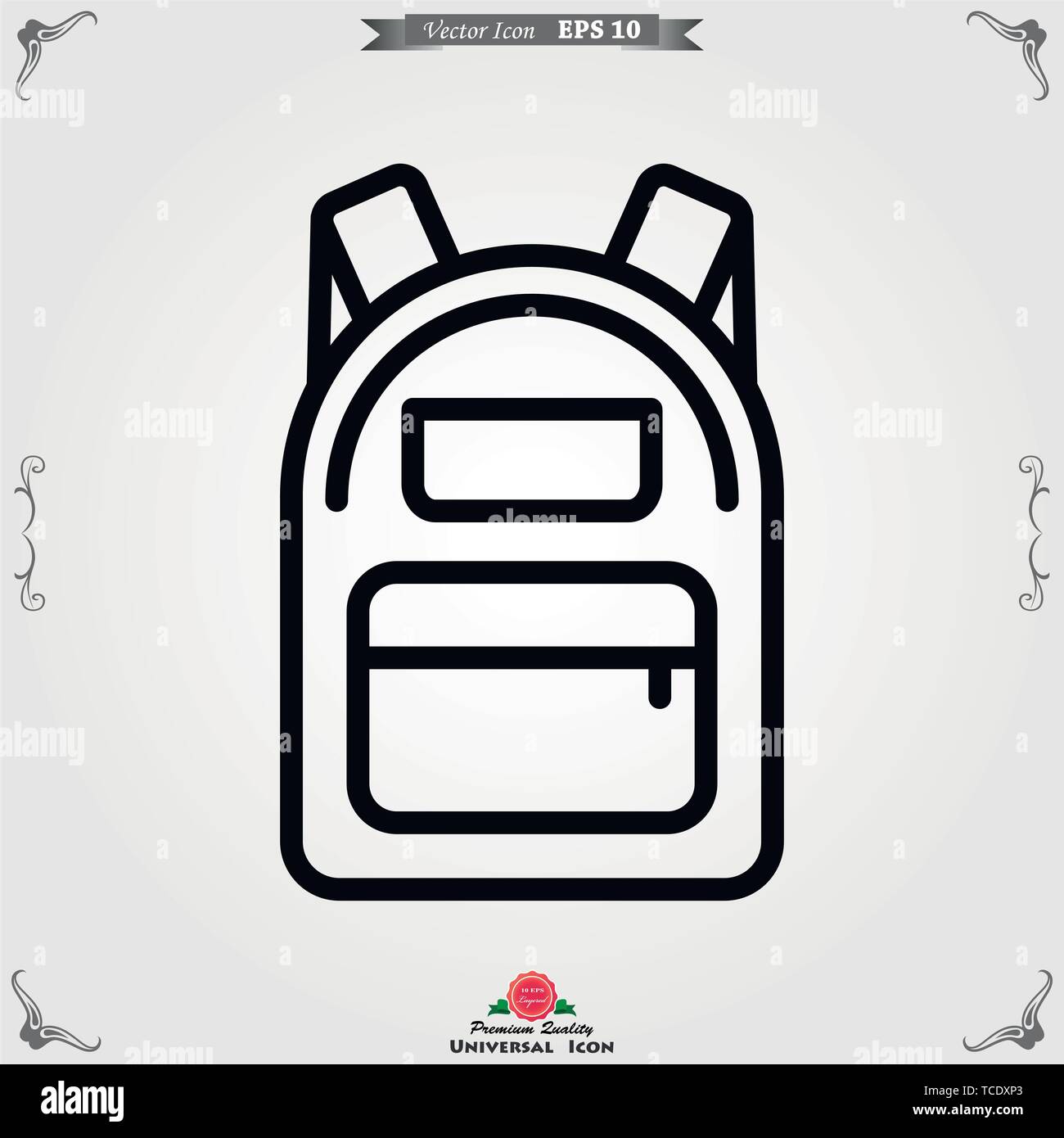 Backpack solid icon on background. Luggage glyph style design, designed for web and app. Stock Vector