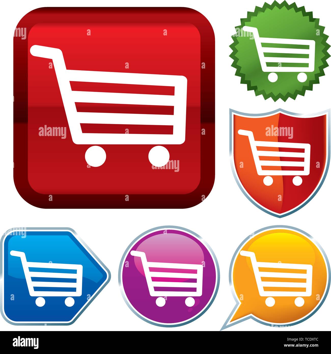 Vector illustration. Set shiny icon series on buttons. E-commerce. Stock Vector