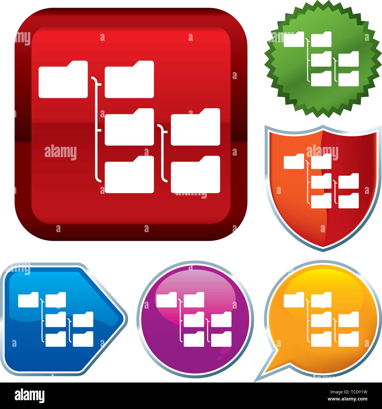 Vector illustration. Set shiny icon series on buttons. Hierarchy Stock ...