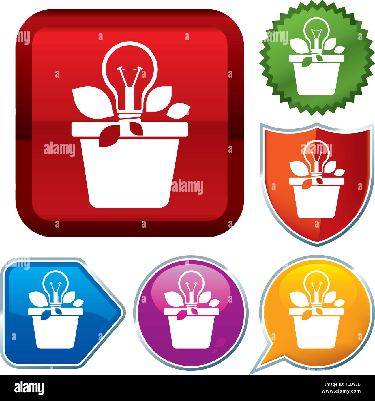 Vector illustration. Set shiny icon series on buttons. Idea. Stock Vector