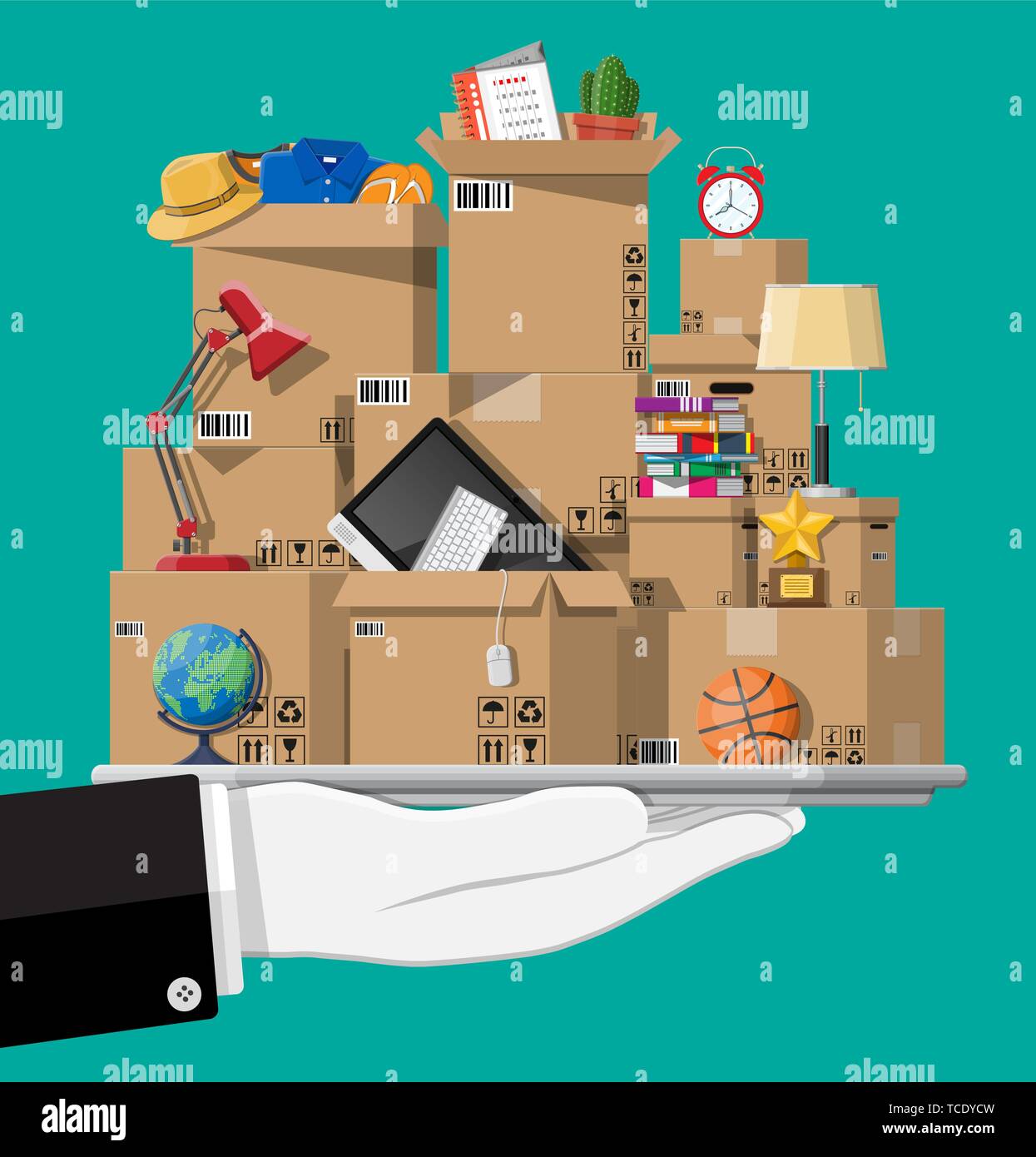 Moving to new house. Family relocated to new home Stock Vector Image