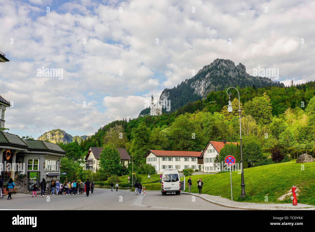 Fabulous Neuschwanstein Castle in the Bavarian alpine landscape of Germany. Stock Photo