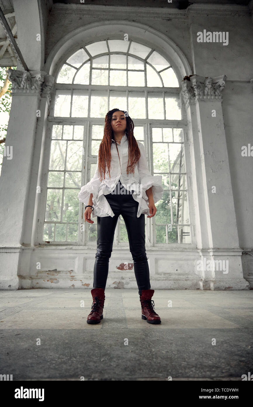 dreadlocks fashionable girl dressed in 