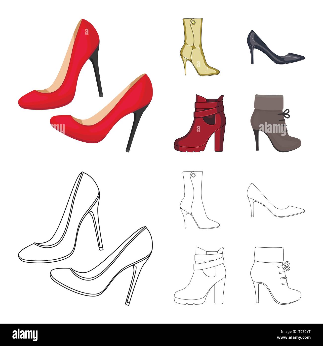 sticker,women,red,silhouette,boot,heel,high,shoes,stiletto,fashion,shoe,pair,girl,set,vector
