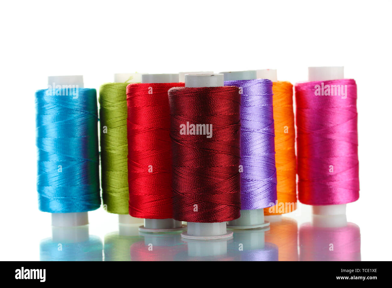 bright bobbin thread isolated on white Stock Photo Alamy