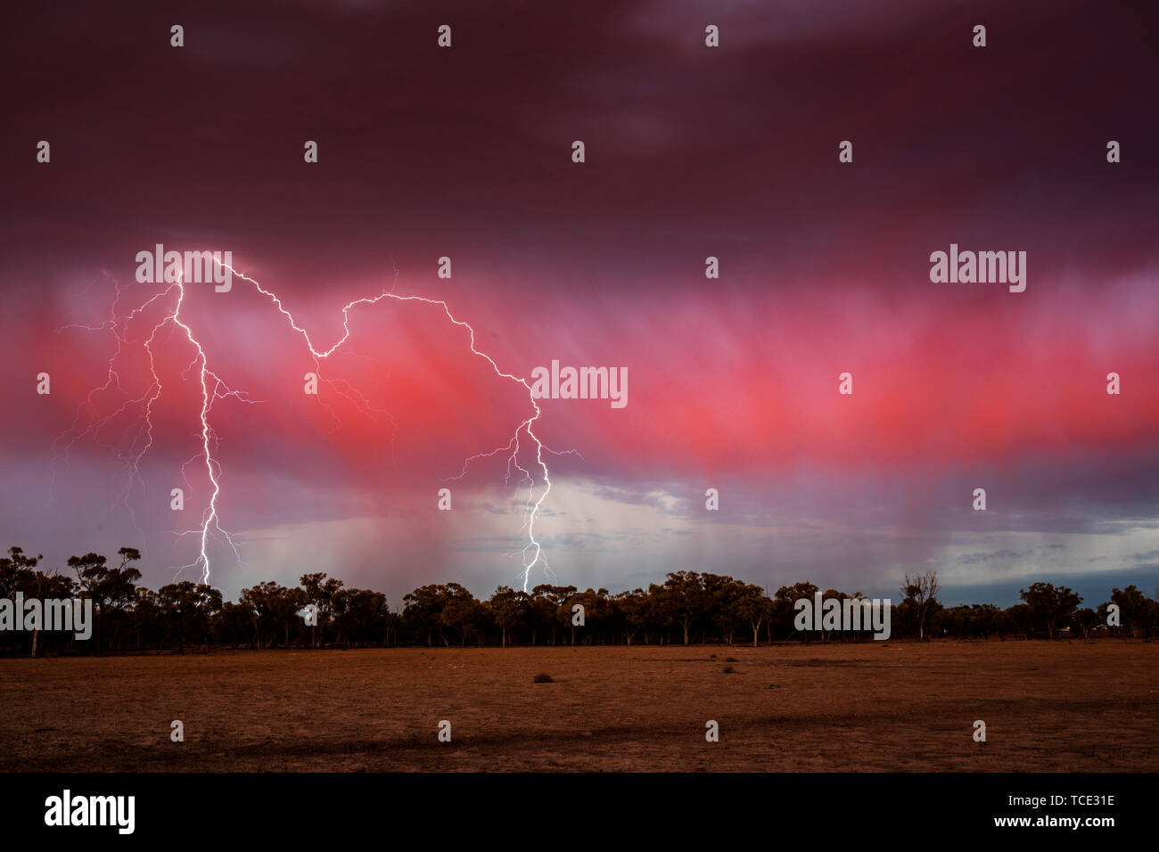 Lightning storm in the outback, West Queensland, Australia Stock Photo
