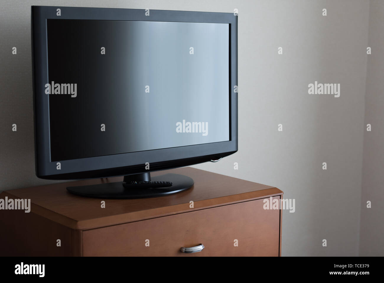 Flat Screen Television With Dresser Stock Photo 248630909 Alamy