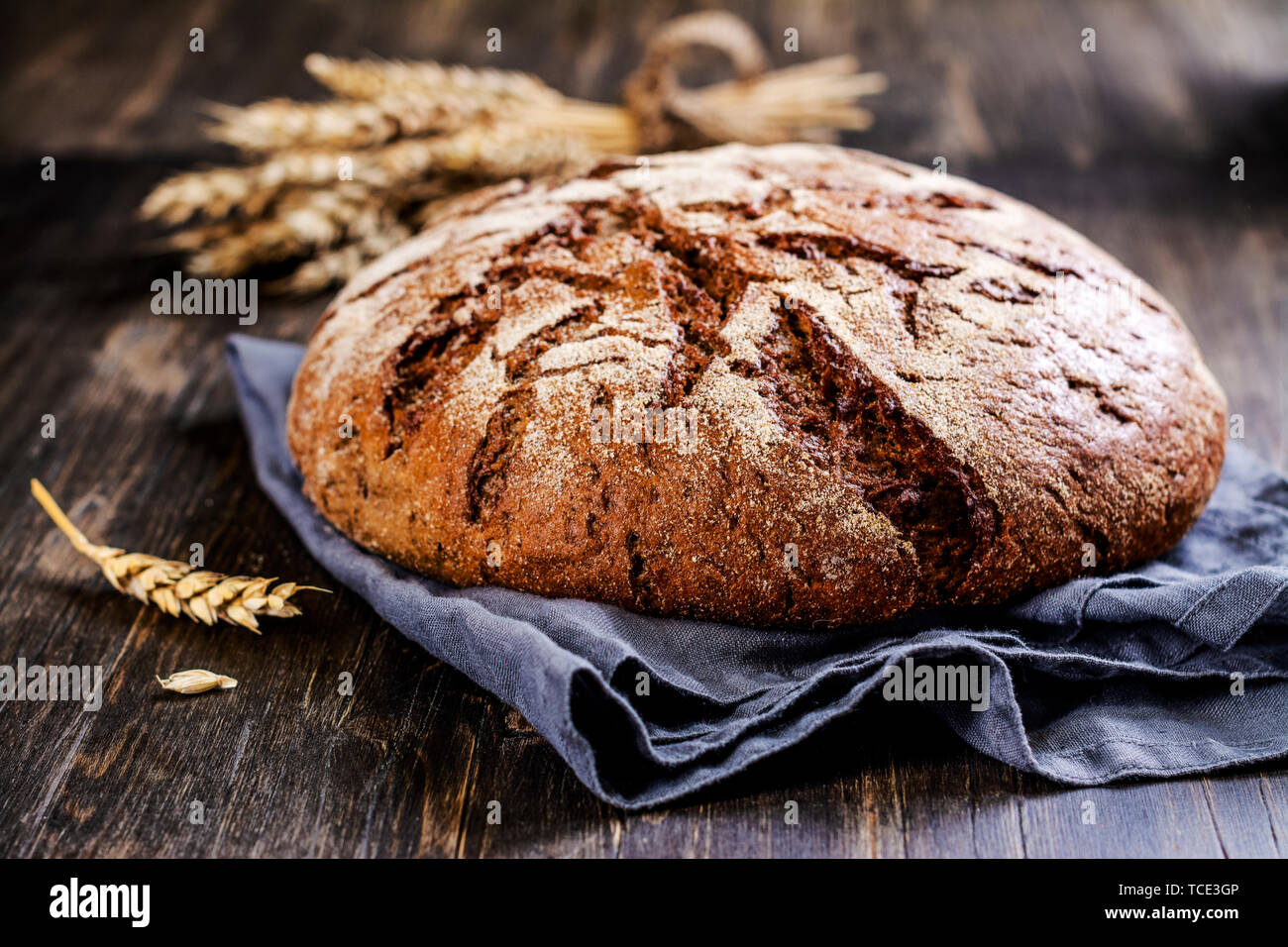 Fresh round sourdough bread Stock Photo - Alamy