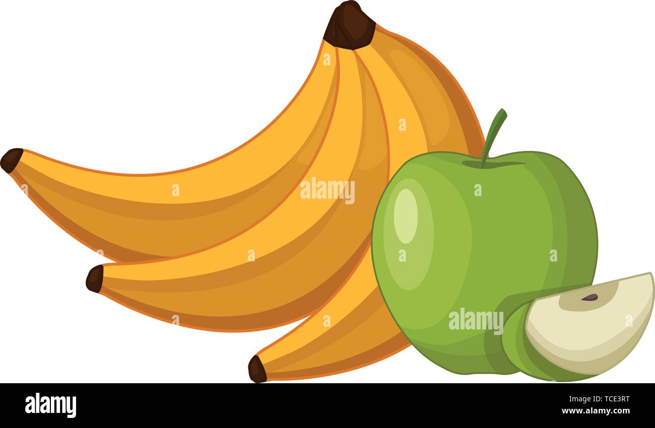 Bananas and apples sliced cartoon Stock Vector Image & Art Alamy