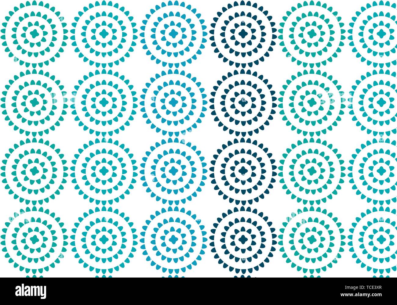 Yoga mat vector pattern illustration in blue and turquoise Stock Vector