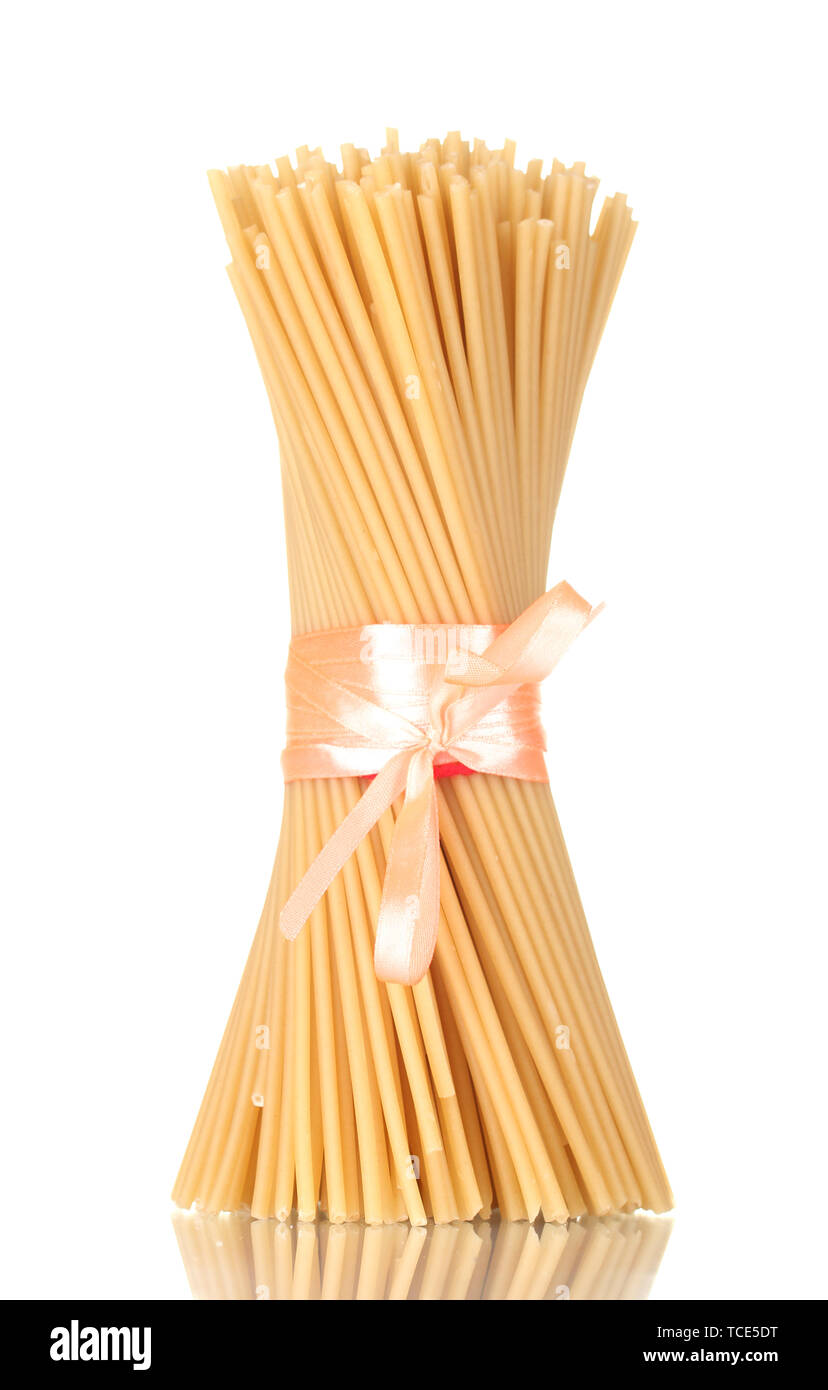Spaghetti Ruby Ribbons Bunch of spaghetti with ribbon isolated on white Stock Photo - Alamy