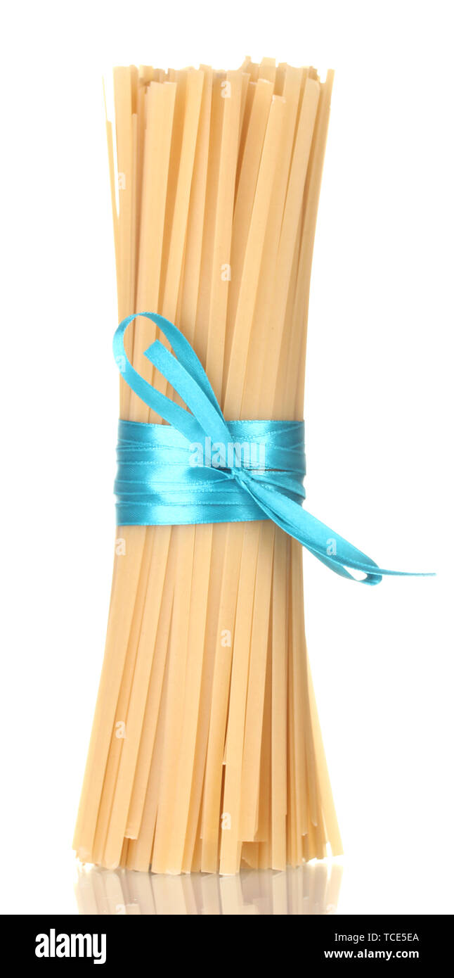 Spaghetti Ribbon Bunch of spaghetti with ribbon isolated on white Stock Photo - Alamy