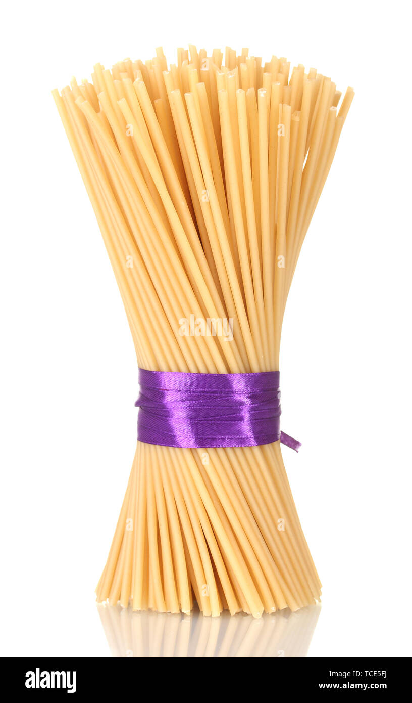 Spaghetti Ribbon Bunch of spaghetti with ribbon isolated on white Stock Photo - Alamy