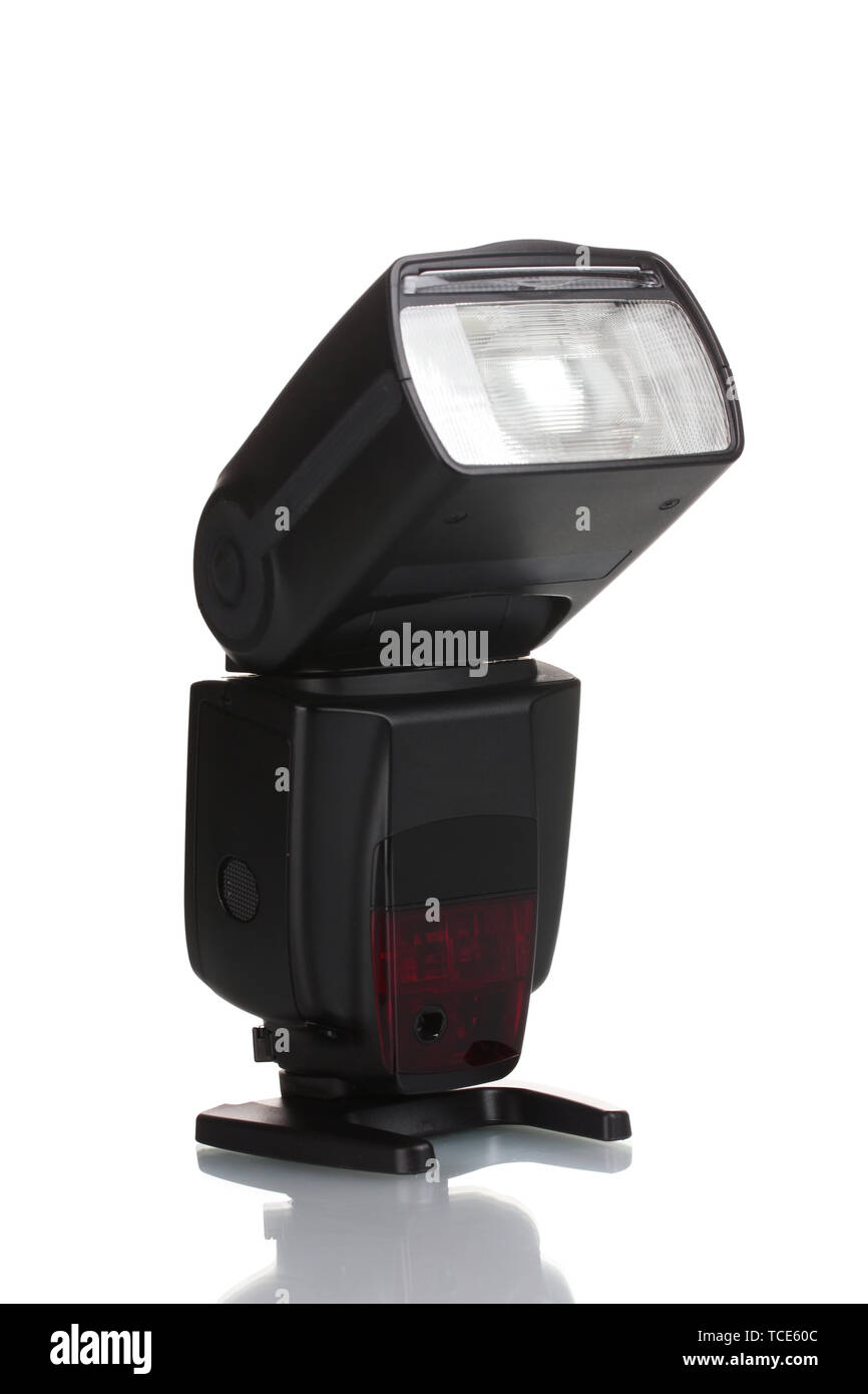 Camera flash isolated on white Stock Photo - Alamy