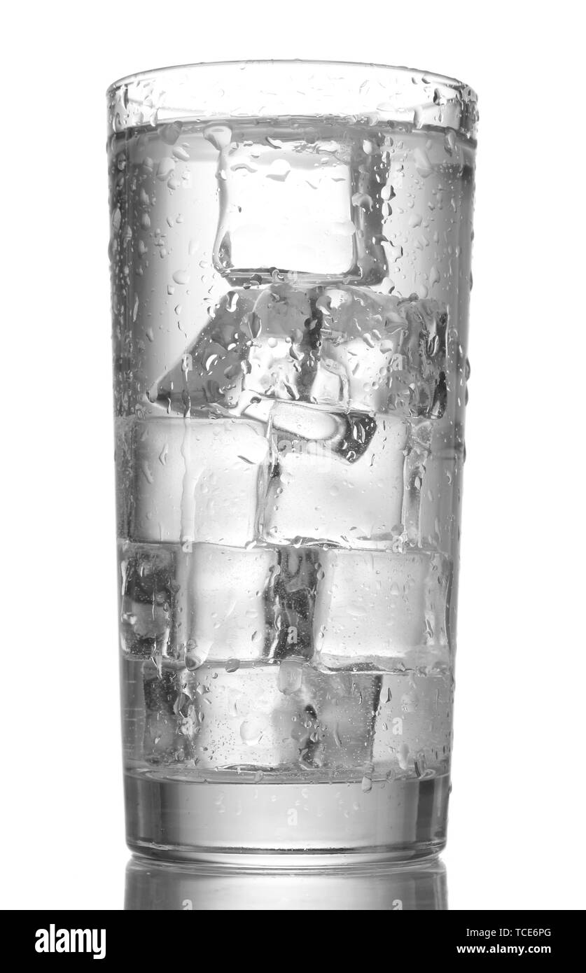 glass of water with ice isolated on white Stock Photo - Alamy