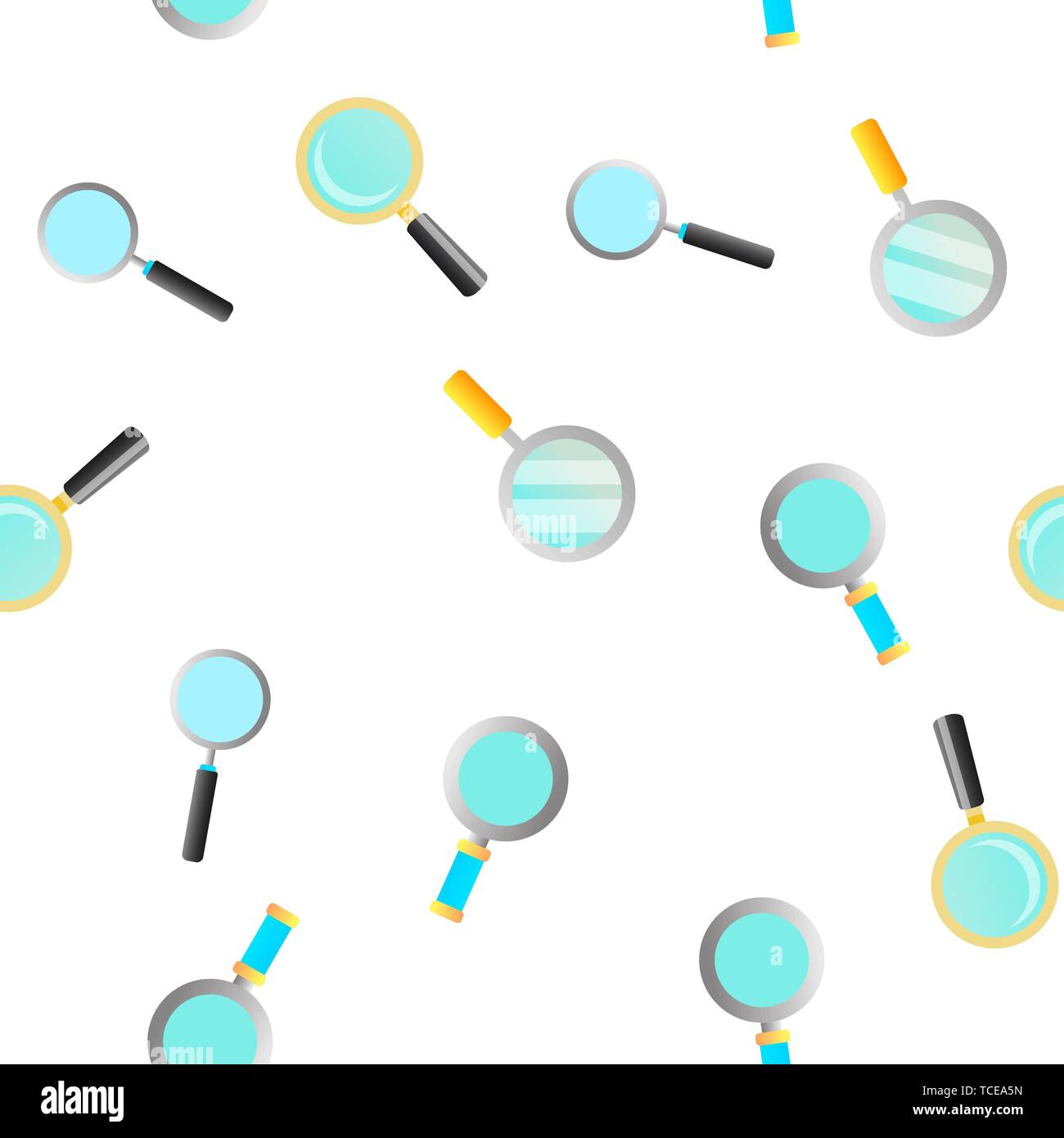 Magnifying Glass, Magnifier Linear Vector Seamless Pattern Stock Vector ...