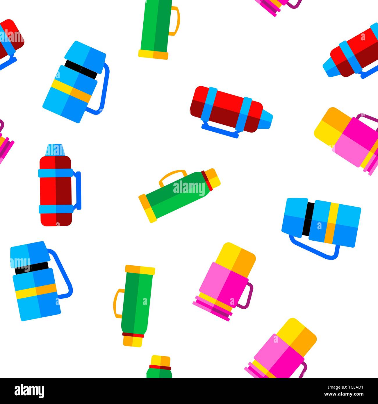 Vacuum Flasks And Bottles Vector Seamless Pattern Stock Vector Image ...
