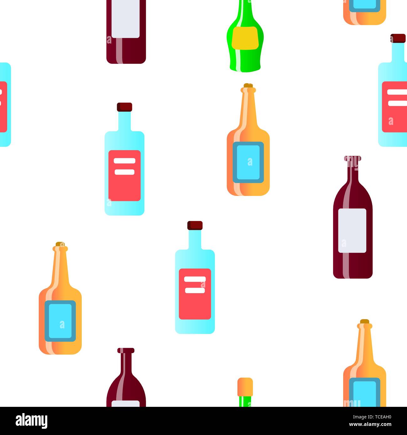 Glass Bottles Linear Vector Seamless Pattern Stock Vector Image & Art ...