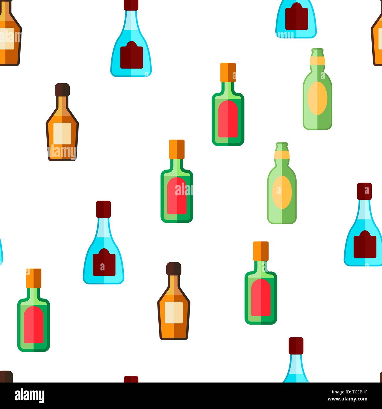 Glass Bottles Linear Vector Seamless Pattern Stock Vector Image & Art ...