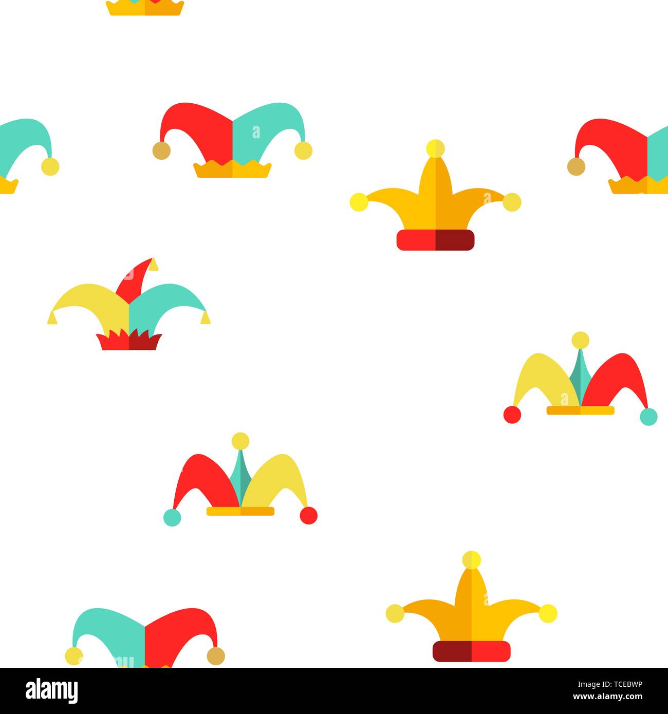 Funny Jester Hat Linear Vector Seamless Pattern Stock Vector Image ...