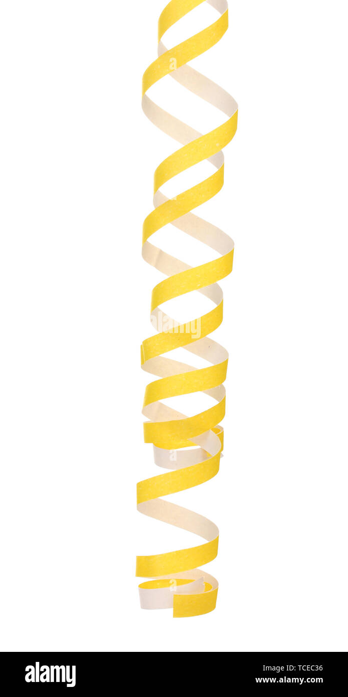 yellow streamer isolated on white Stock Photo - Alamy
