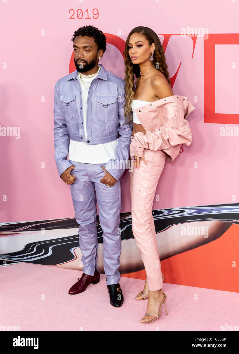 New York, NY - June 03, 2019: Kerby Jean-Raymond and Joan Smalls attend 2019 CFDA Fashion Awards at Brooklyn Museum Stock Photo