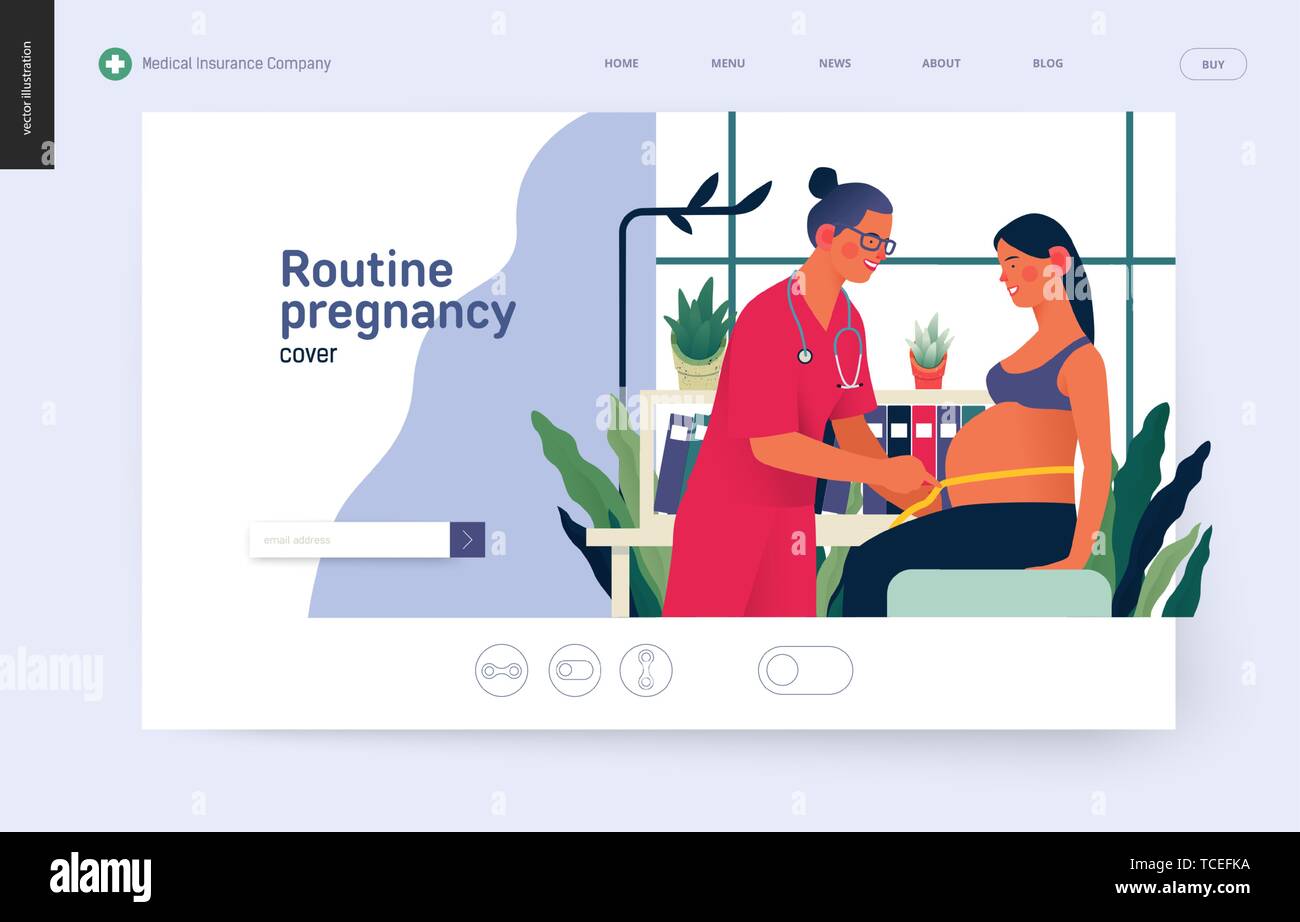 Medical insurance template routine pregnancy cover modern flat vector