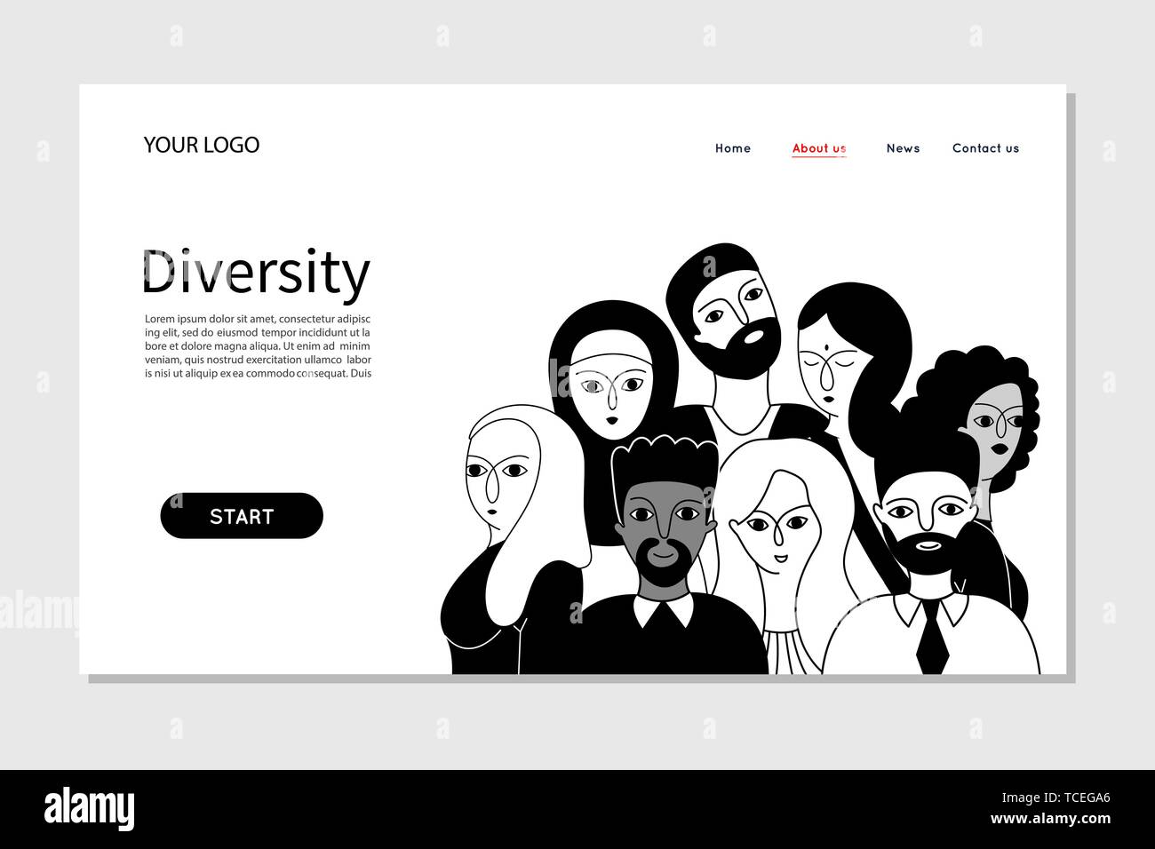 Landing page template of various people presenting person team ...