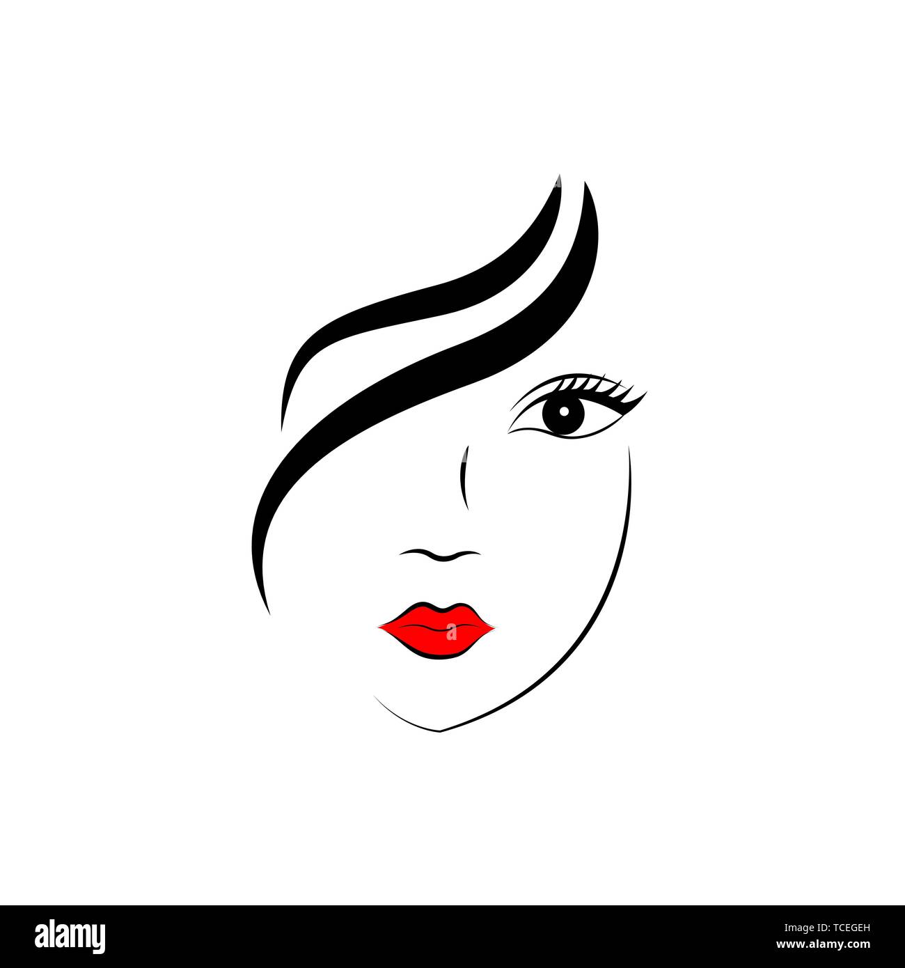 Silhouette of a beautiful woman with long hair. Logo for the beauty industry. Vector illustration. Stock Vector