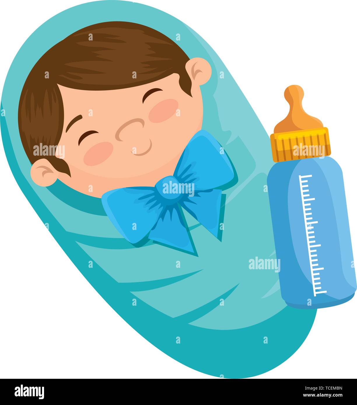 cute little boy baby with bottle milk Stock Vector Image & Art - Alamy