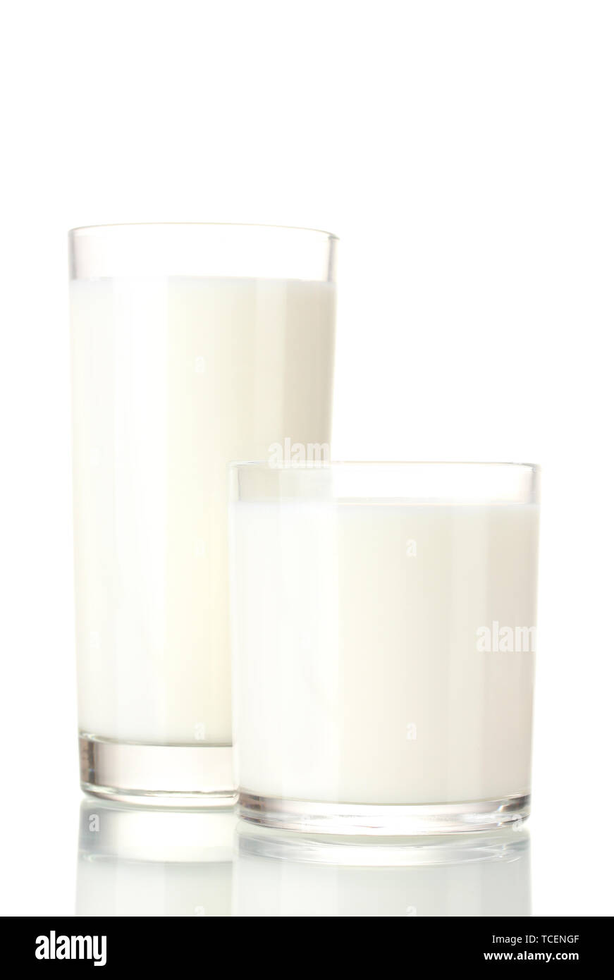 Two glass of milk isolated on white Stock Photo Alamy