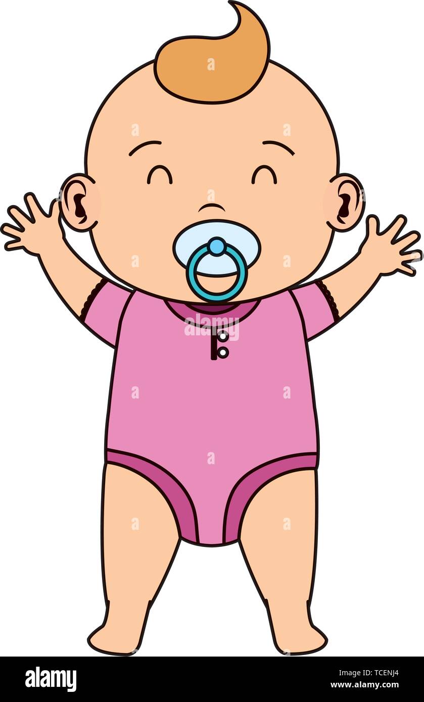 cute little baby girl with pacifier character Stock Vector Image & Art ...