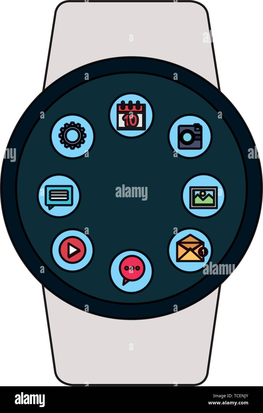 smartwatch weareable with applications menu Stock Vector