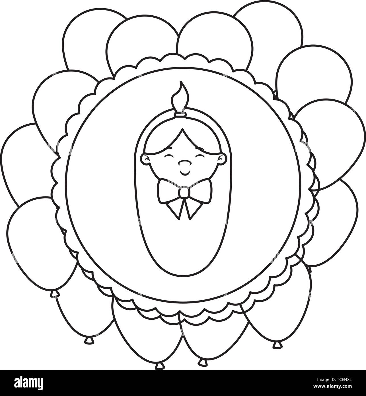 cute little girl baby in lace with balloons helium Stock Vector Image ...