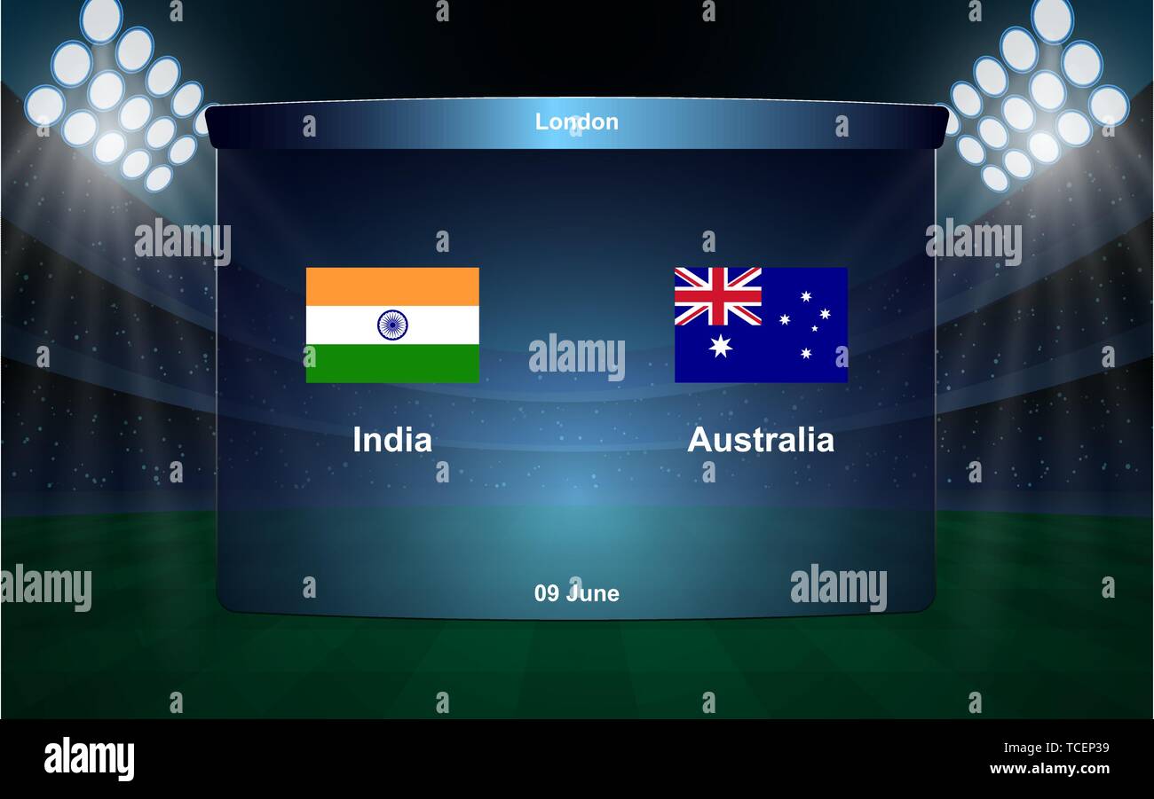 India vs Australia cricket scoreboard broadcast graphic template Stock