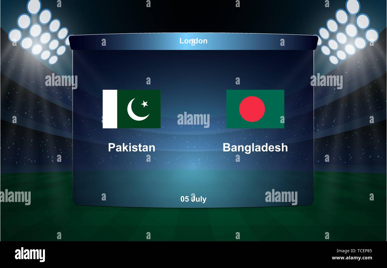 Pakistan vs Bangladesh cricket scoreboard broadcast graphic template Stock Vector