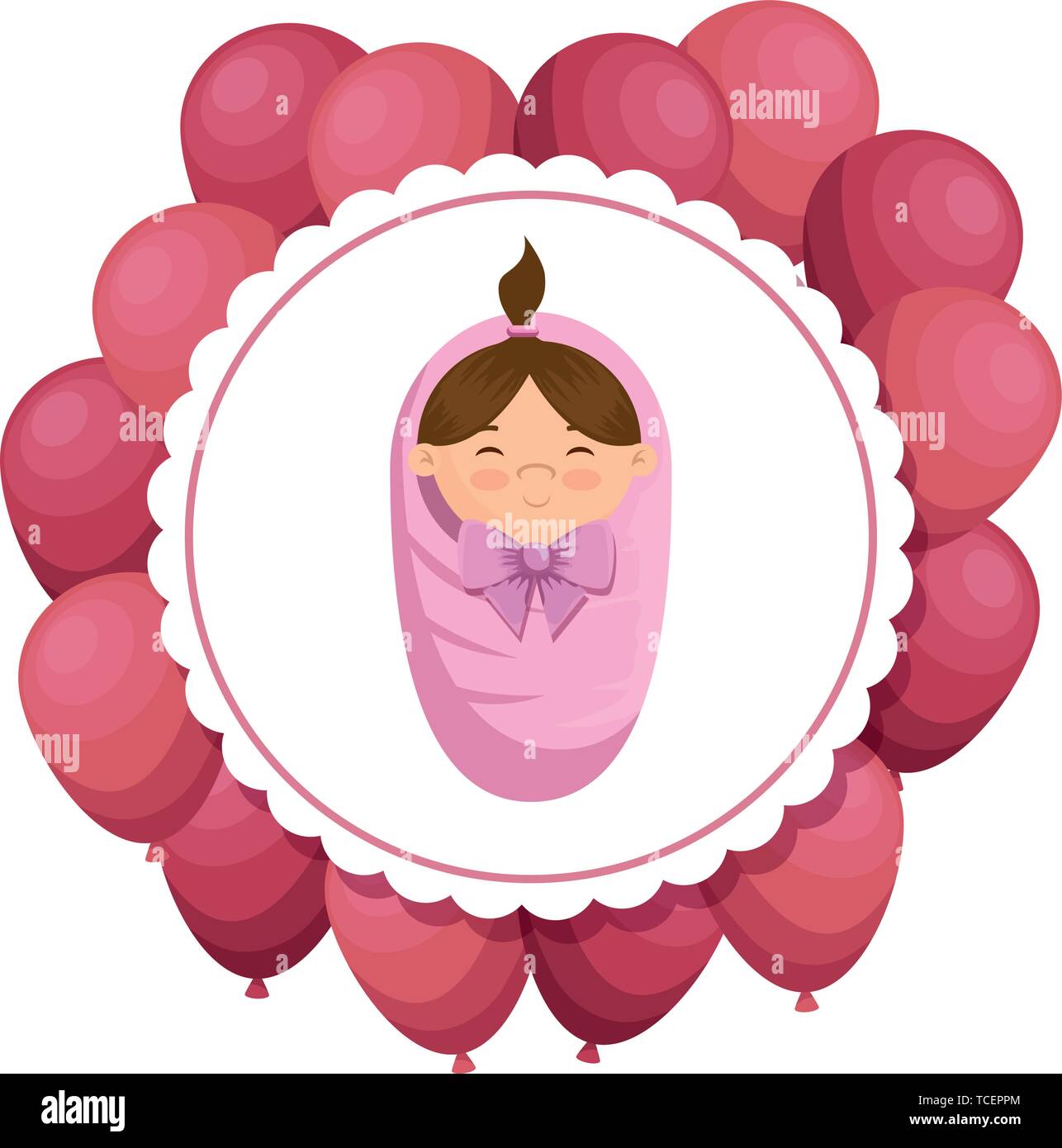 cute little girl baby in lace with balloons helium Stock Vector Image ...