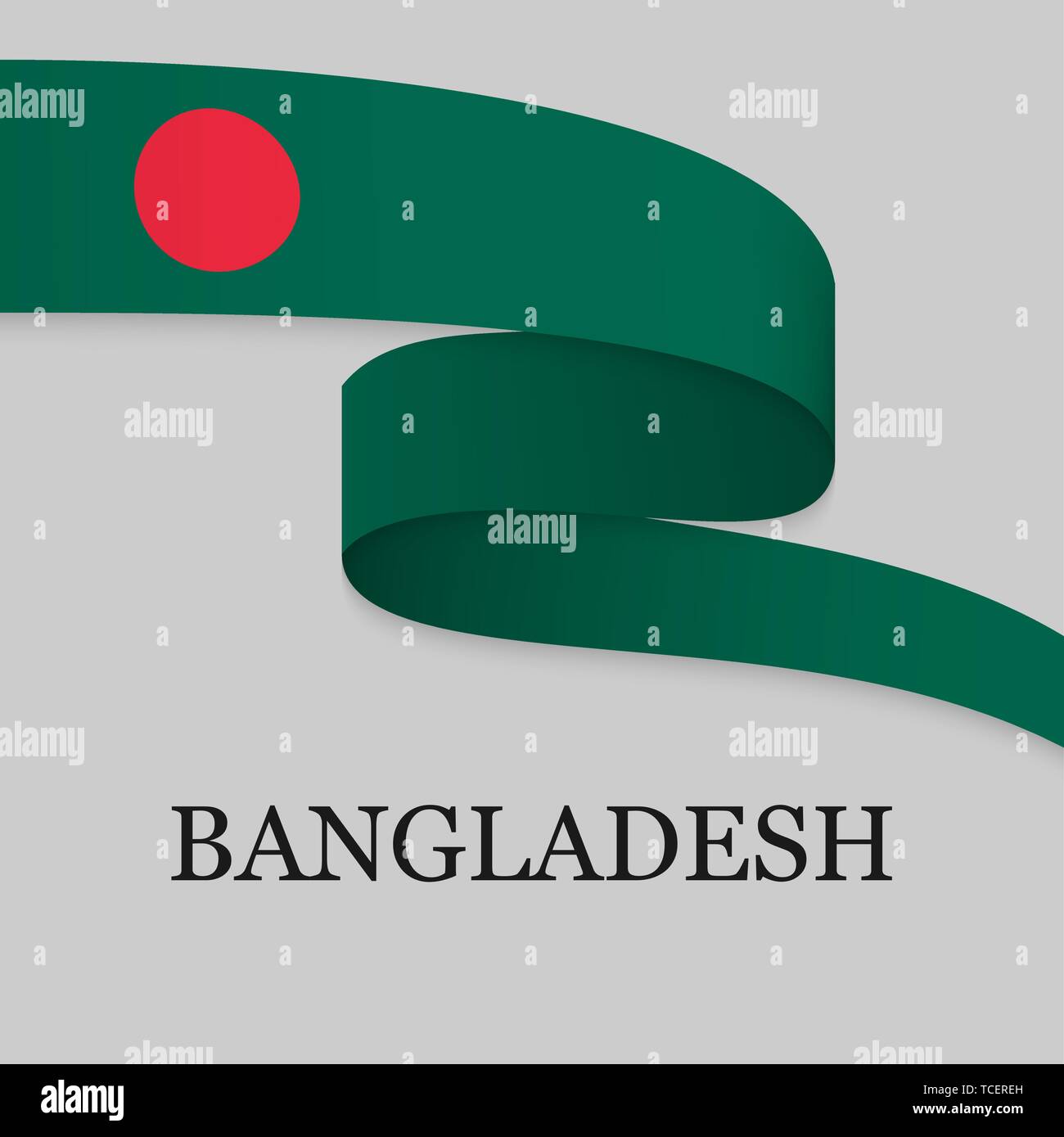 Waving Ribbon Or Banner With Flag Of Bangladesh Template For